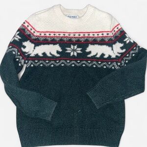 Old Navy Kids Green Sweater with Polar Bear Pattern